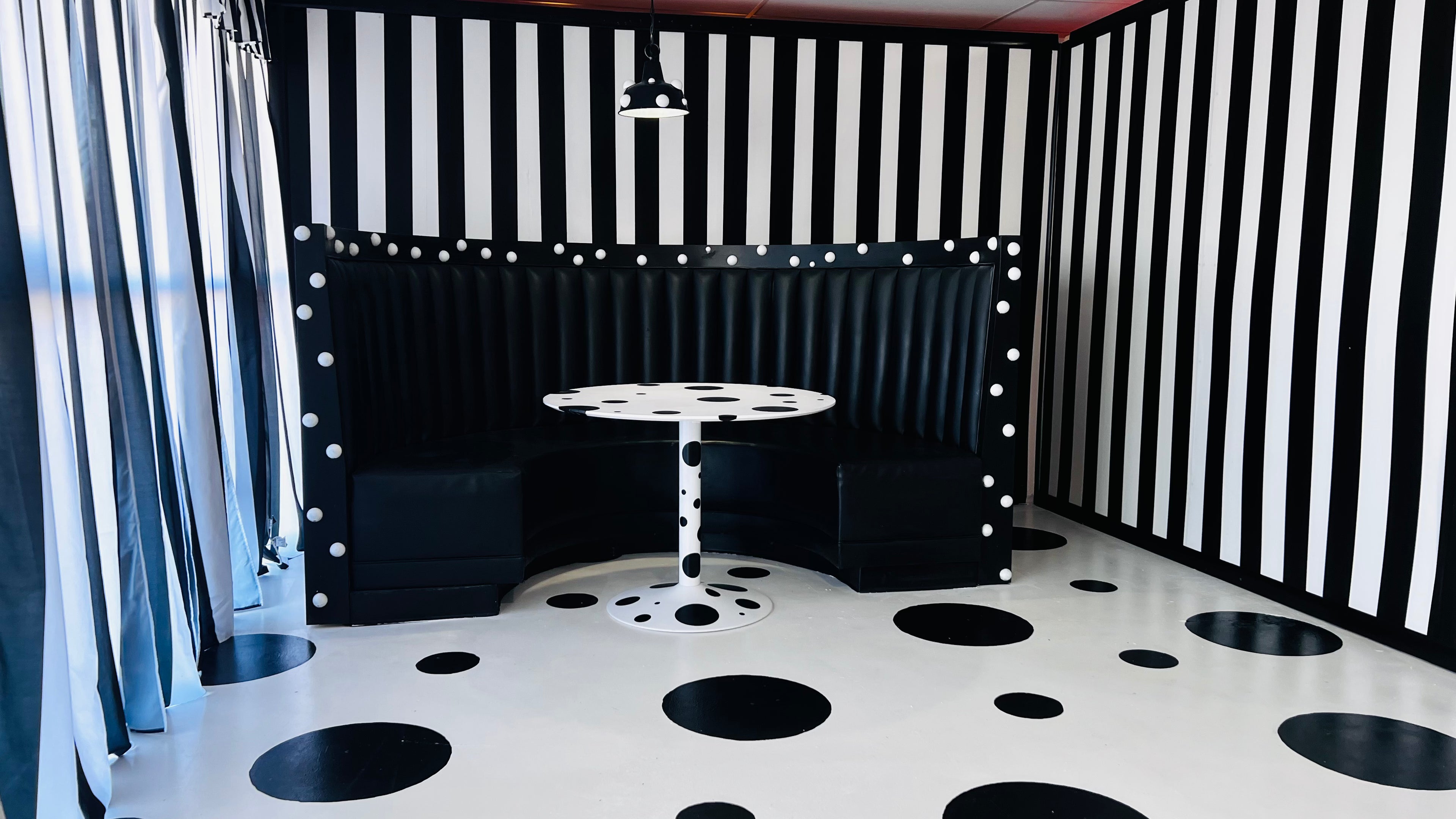 Black & White Vintage Studio Rental Dallas | 80s Polka Dot Editorial Set (DFW)