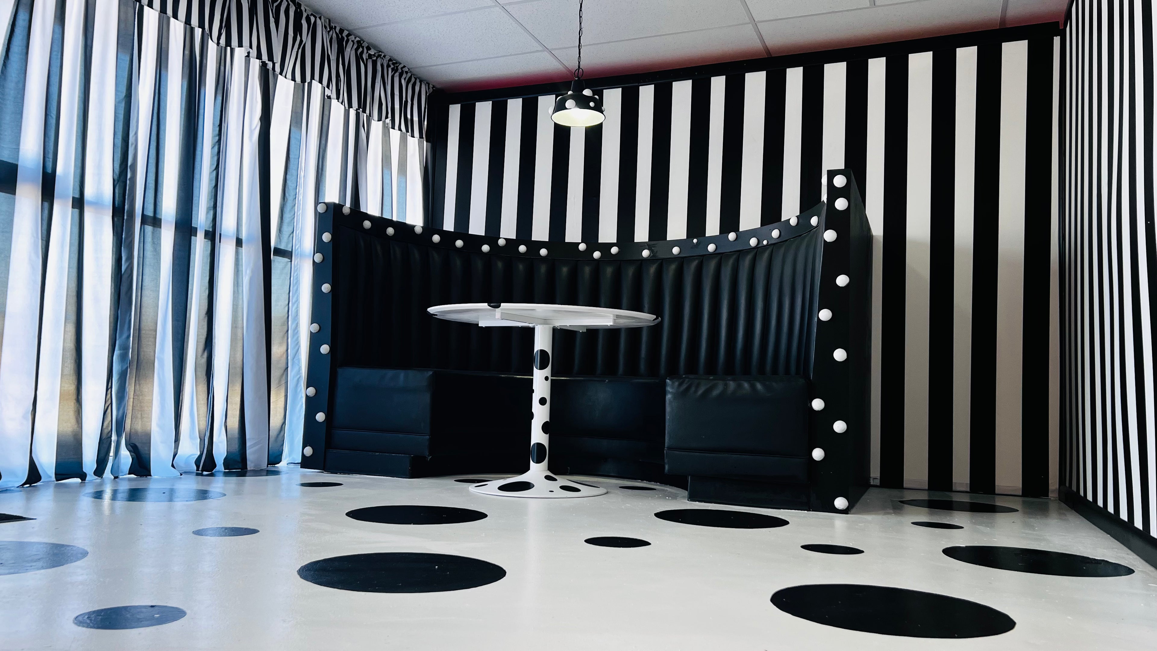 Black & White Vintage Studio Rental Dallas | 80s Polka Dot Editorial Set (DFW)