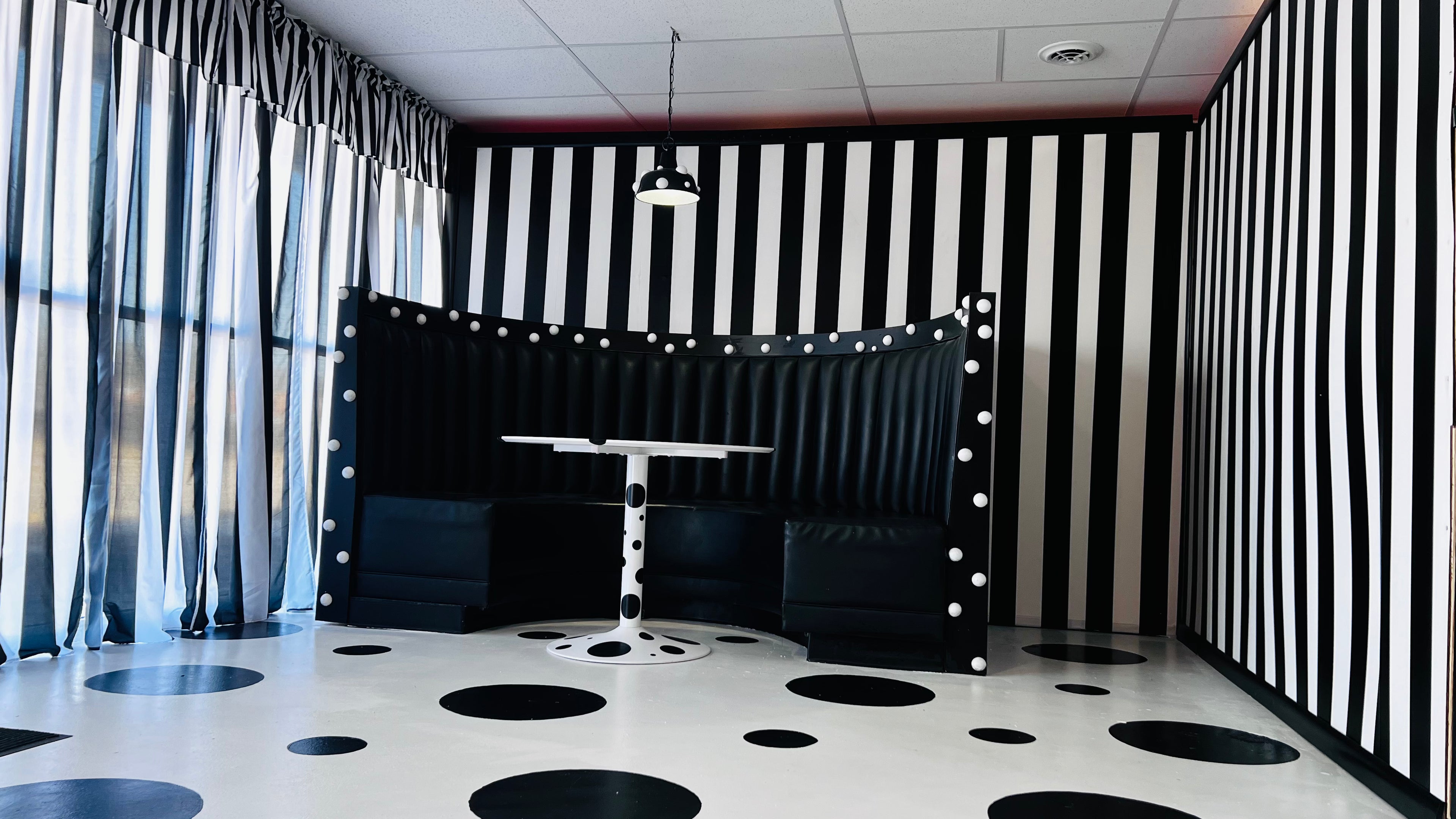 Black & White Vintage Studio Rental Dallas | 80s Polka Dot Editorial Set (DFW)