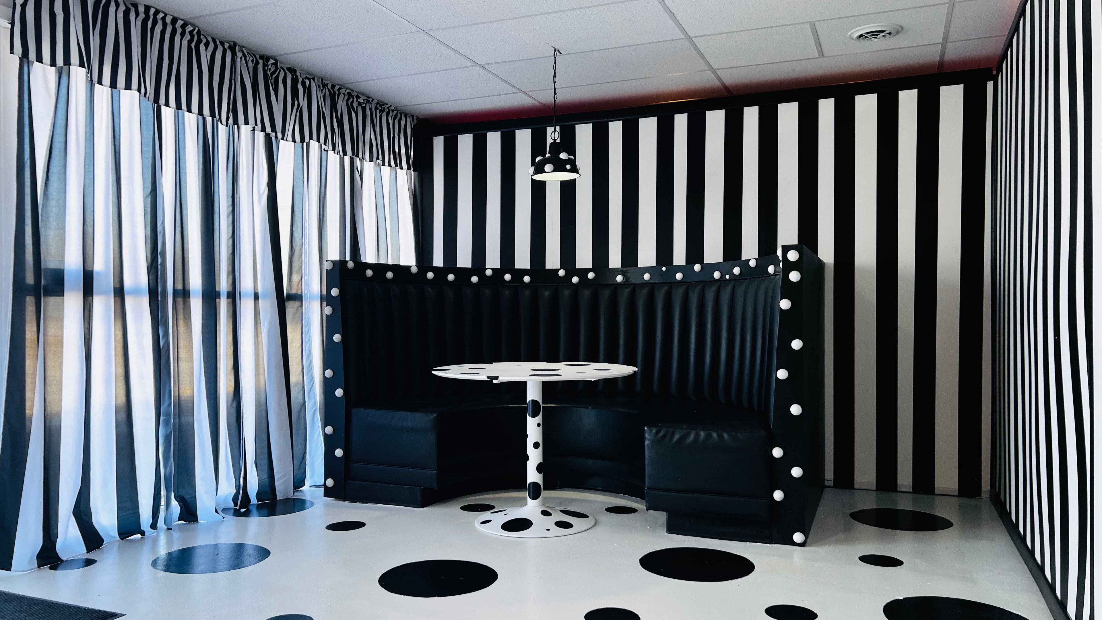 Black & White Vintage Studio Rental Dallas | 80s Polka Dot Editorial Set (DFW)