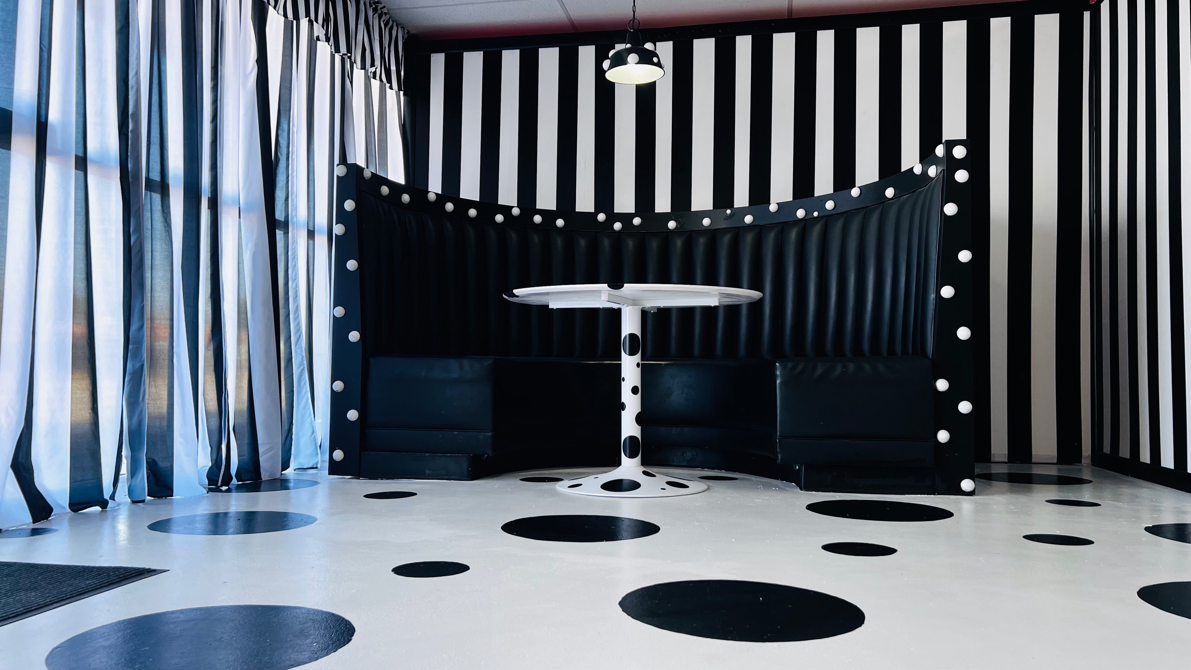 Black & White Vintage Studio Rental Dallas | 80s Polka Dot Editorial Set (DFW)