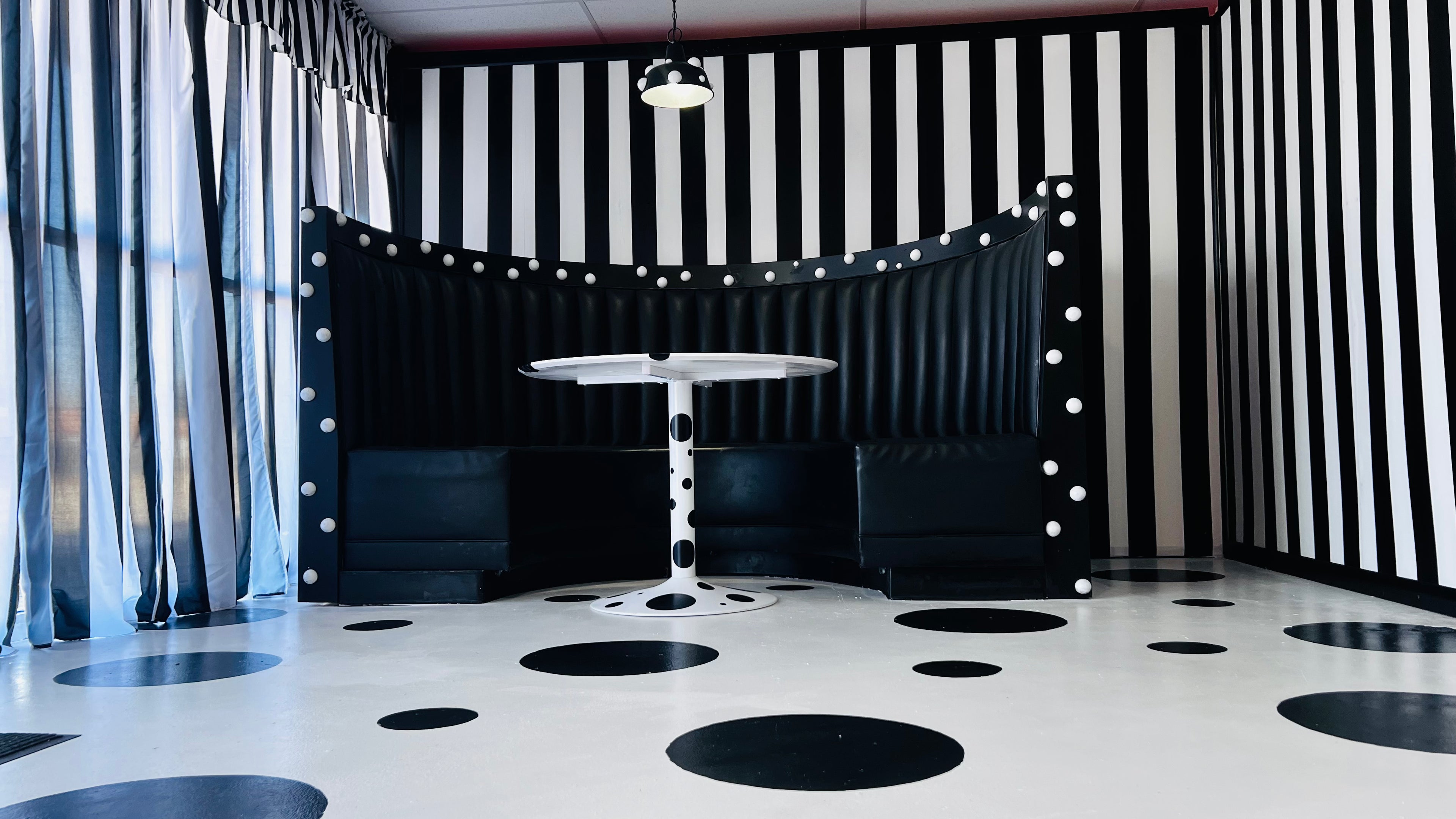 Black & White Vintage Studio Rental Dallas | 80s Polka Dot Editorial Set (DFW)