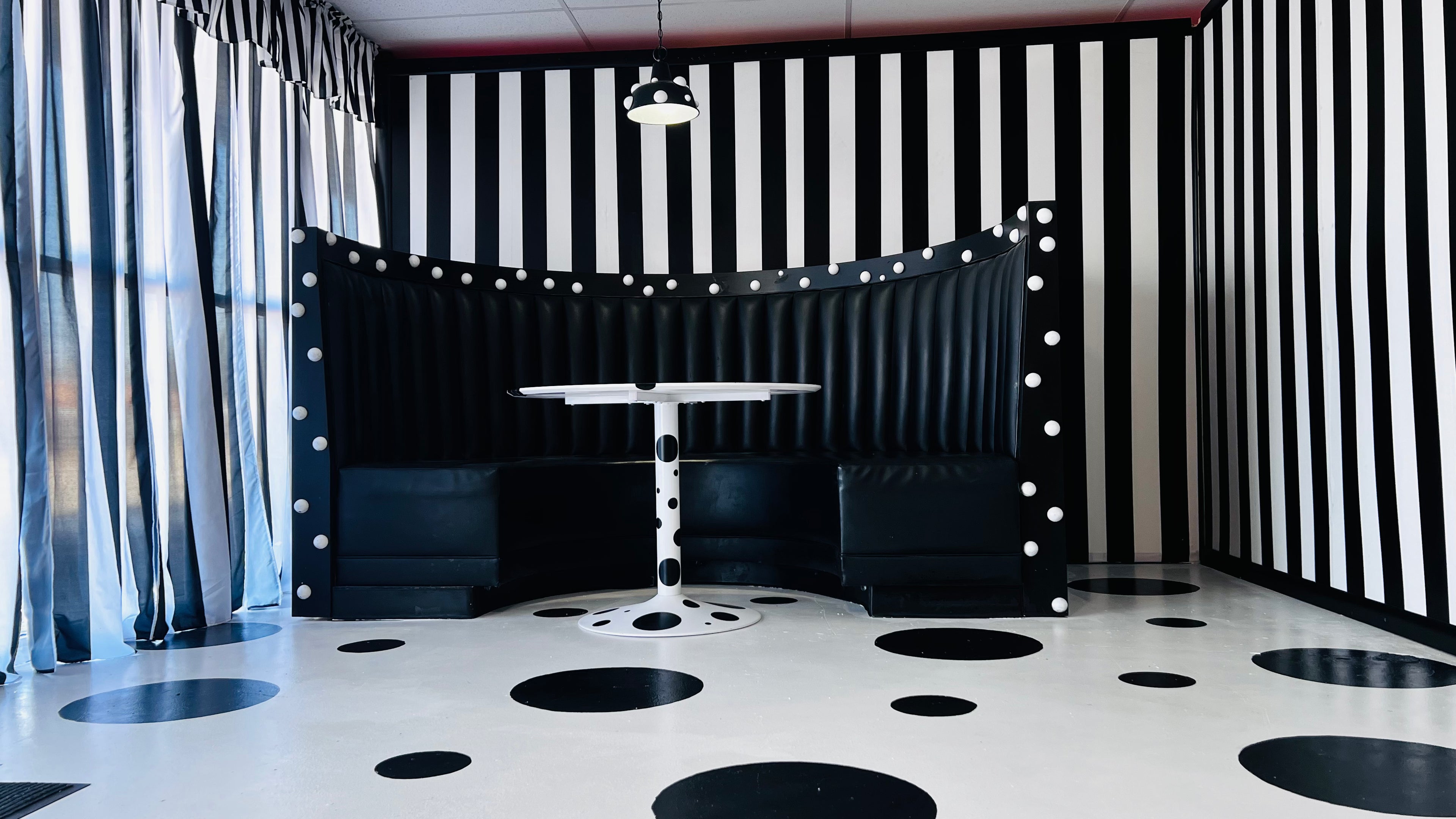 Black & White Vintage Studio Rental Dallas | 80s Polka Dot Editorial Set (DFW)