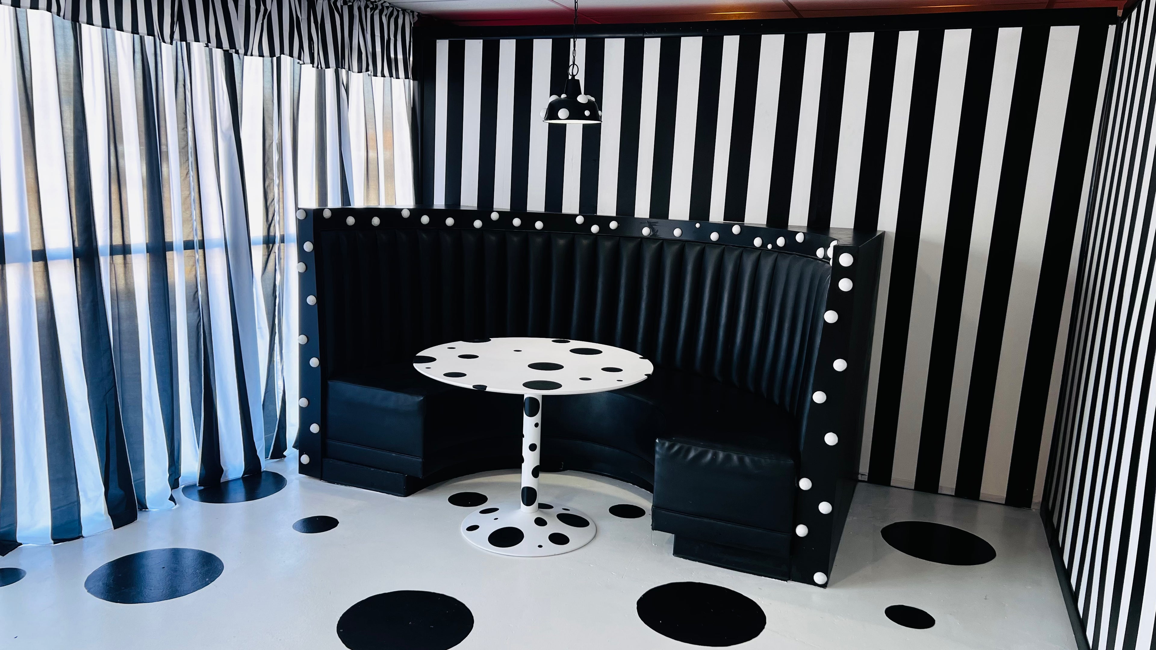 Black & White Vintage Studio Rental Dallas | 80s Polka Dot Editorial Set (DFW)