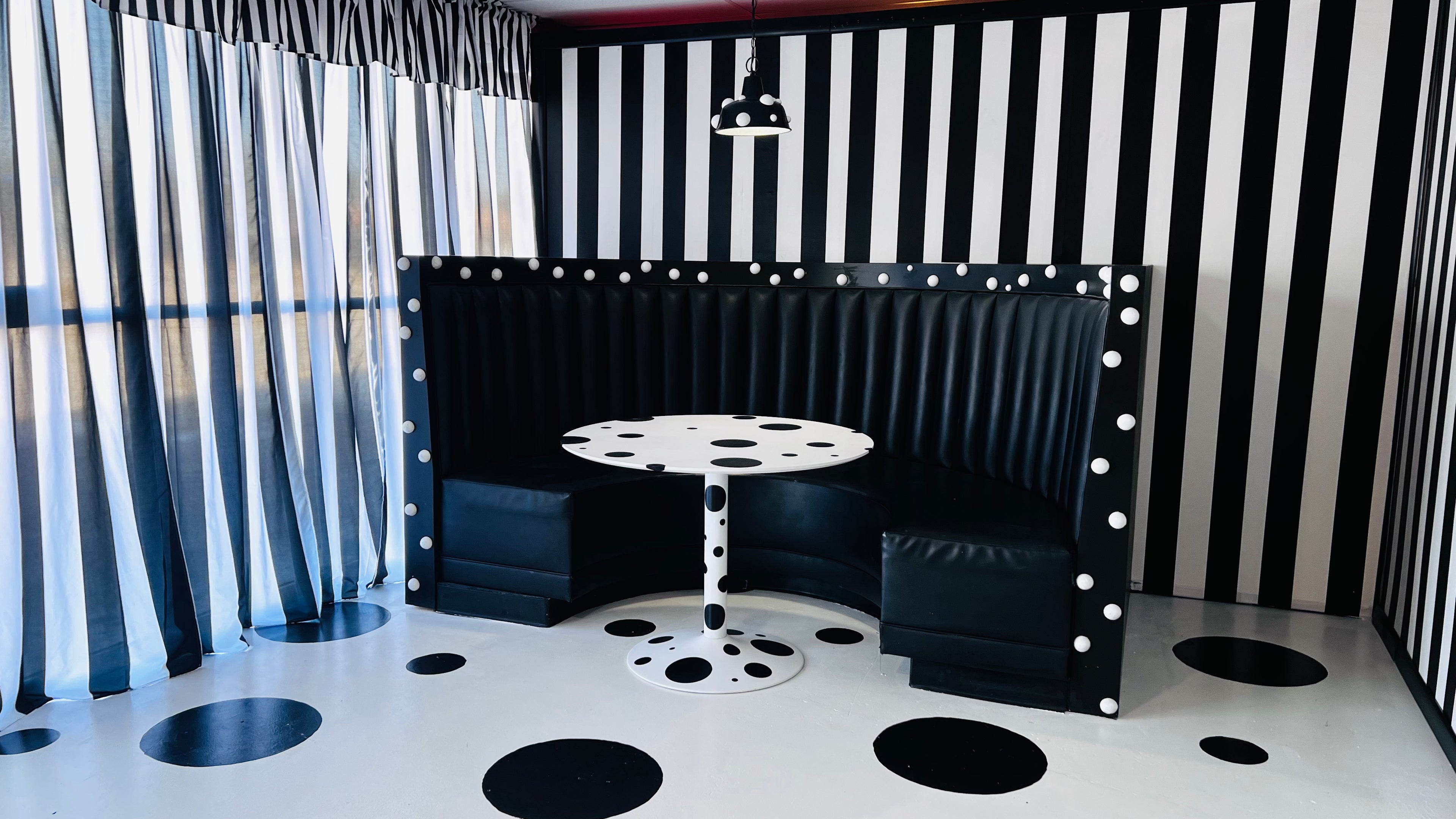 Black & White Vintage Studio Rental Dallas | 80s Polka Dot Editorial Set (DFW)